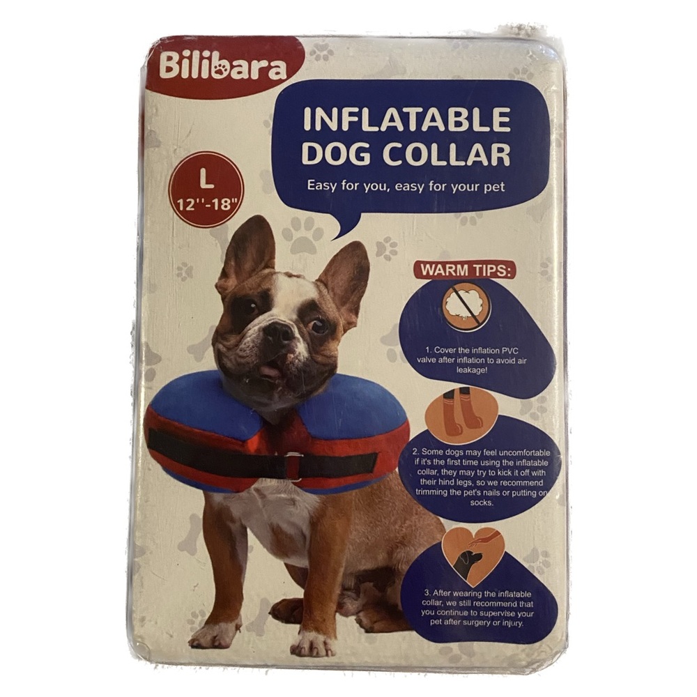 Bilibara Inflatable Dog Collar Size Large 12”-18” for Large Breed Dogs